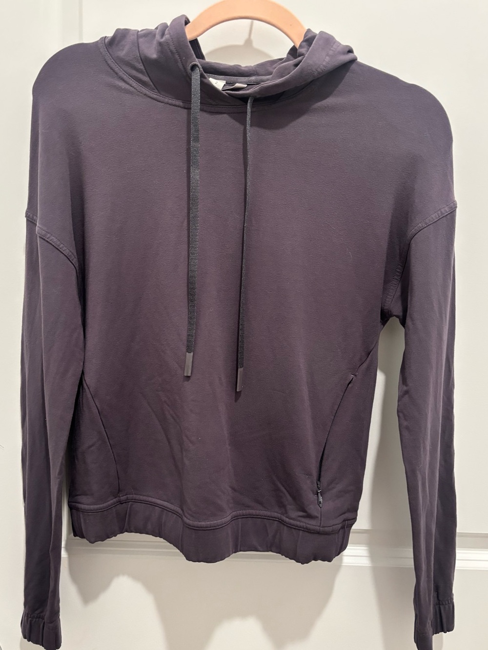 Lululemon Twisted & Tucked Hoodie Size 2 Gray Purple Modal Pullover Zip Pockets